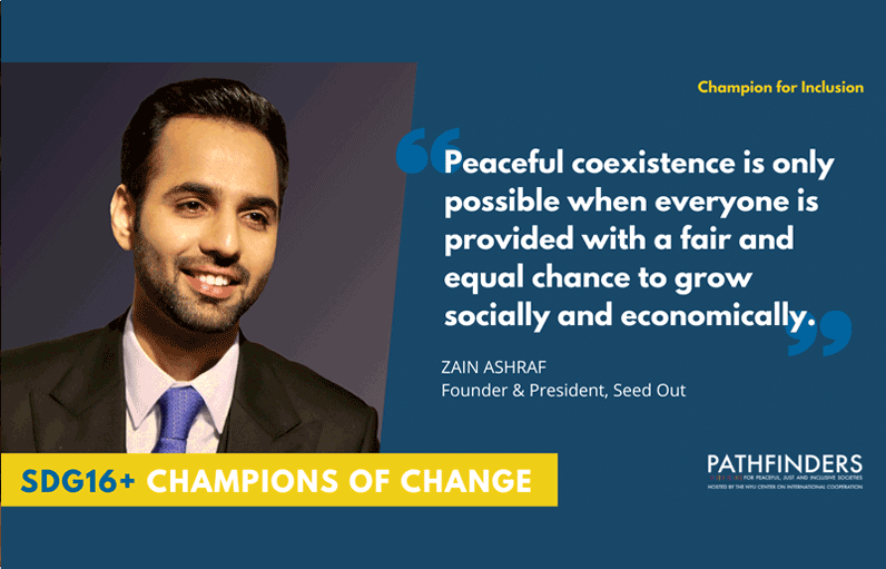 Seed Out's founder Mr Zain Ashraf becomes first Pakistani to receive UN Champions of Change award for the excellence in development work.